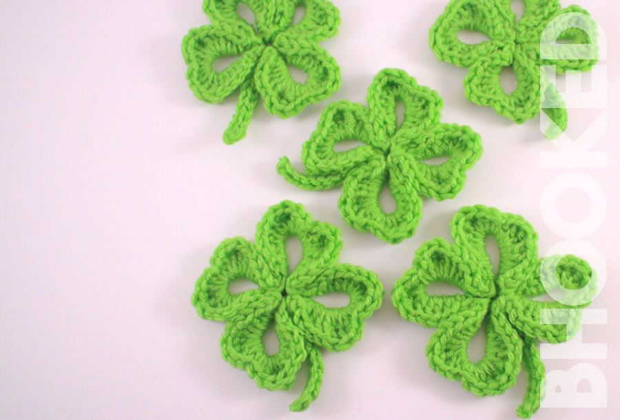 Lucky Free 4 Leaf Clover Crochet Dishcloth Pattern