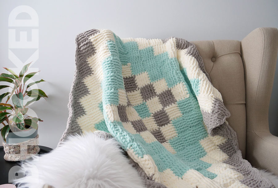 Bernat Center Outwards Crochet Blanket Pattern