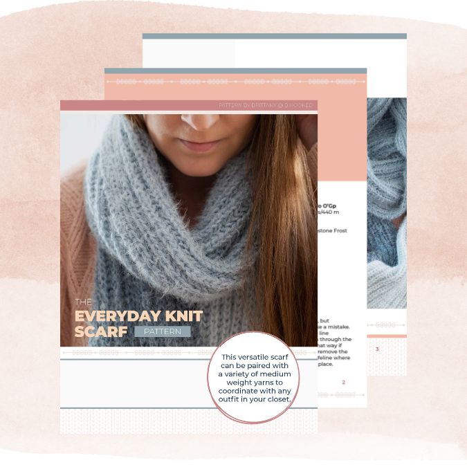 A preview of what our fisherman's rib knit scarf PDF pattern document looks like.