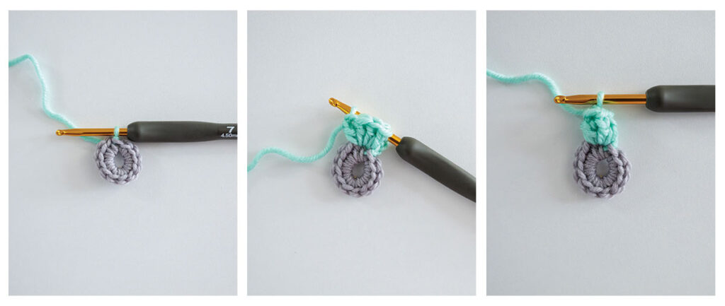 Granny Square Flower Round 2 Progression