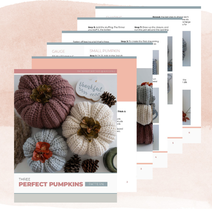 A preview of what the crochet pumpkins digital pattern document looks like