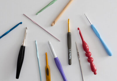 Various crochet hook sizes and types