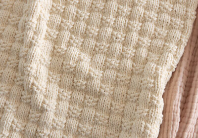 Cream-colored modern baby blanket knitting pattern