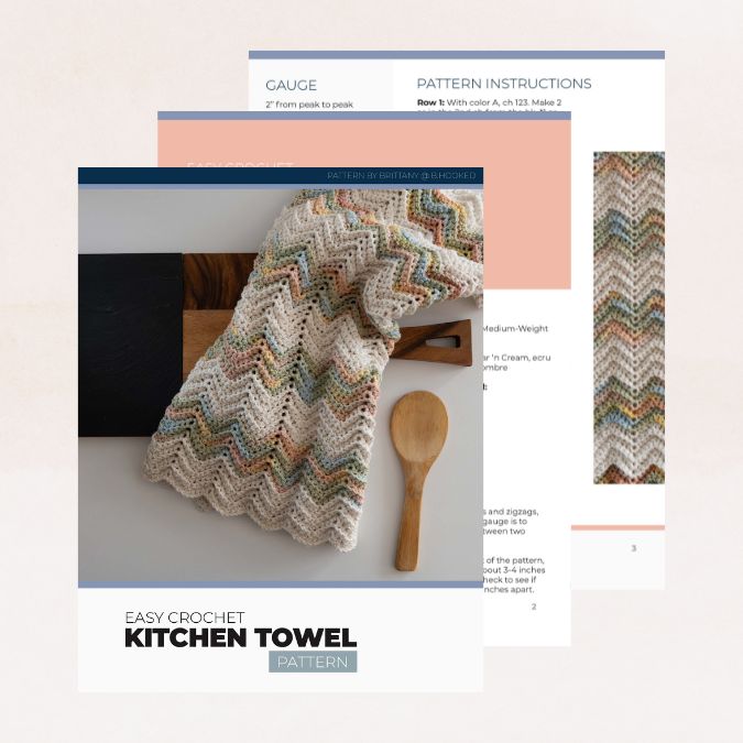 Preview of the PDF pattern for this crochet kitchen towel.