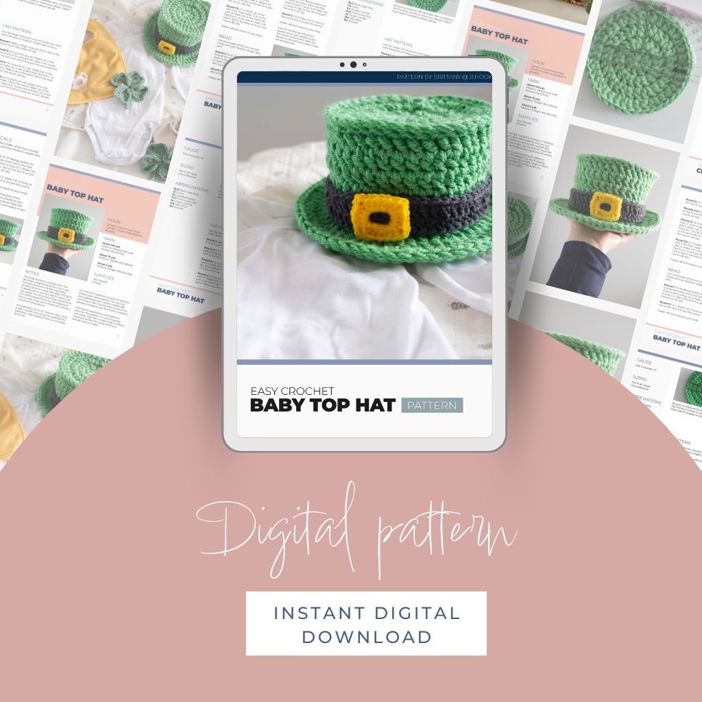 Crochet baby top hat pattern PDF preview